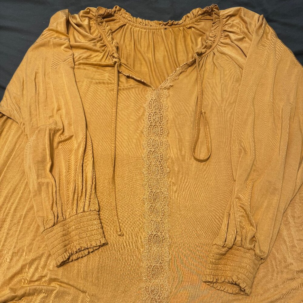 Mustard Colored Blouse with Lace